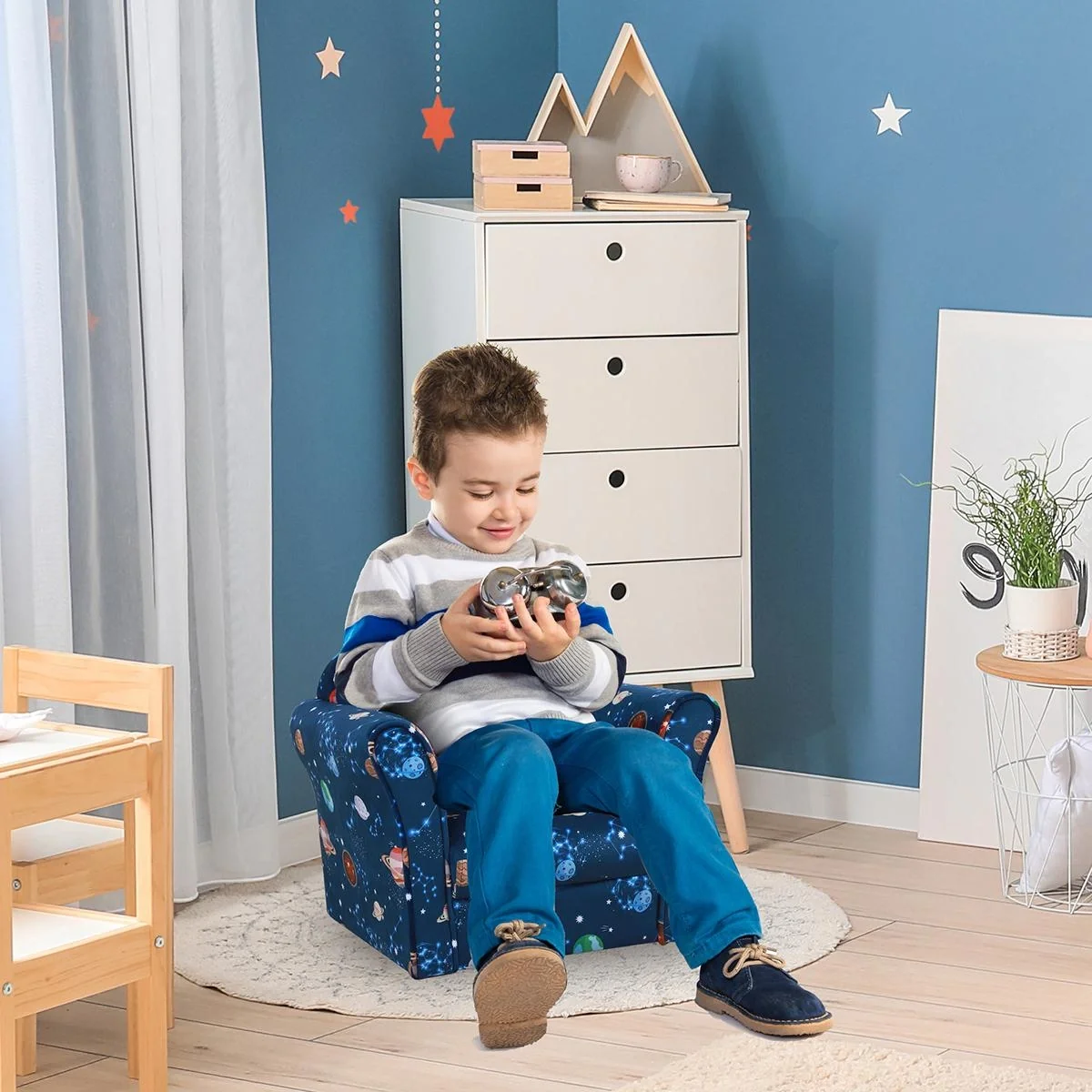 Kindersessel, Kinderzimmer Sofa, Kindersofa Mini-Sofa-Sessel für 3-6 Jahre,Polyester, Blau, 50 x 39 x 44 cm - 4