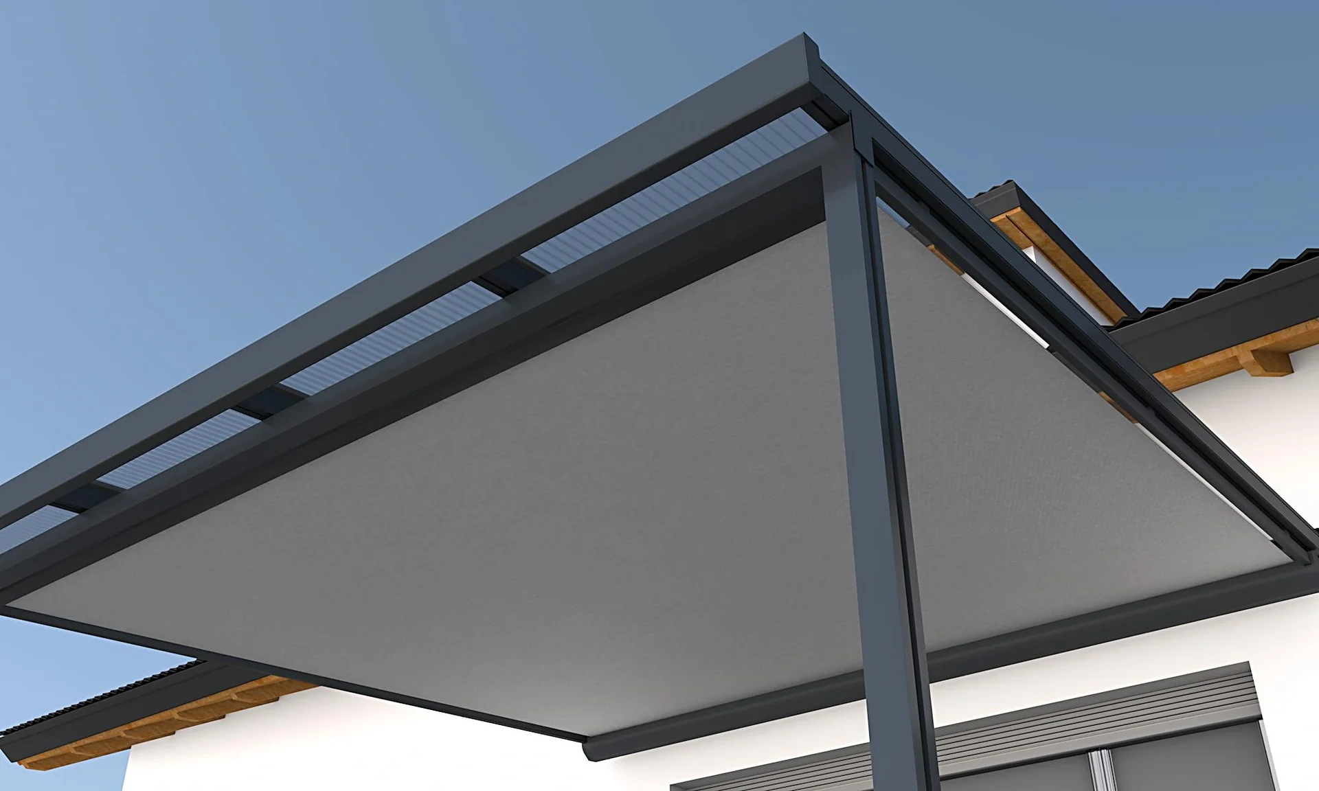 Unterdachmarkise St. Tropez, 3 x 3 m, Farbe anthrazit Stoff 314028, manueller Antrieb - 2