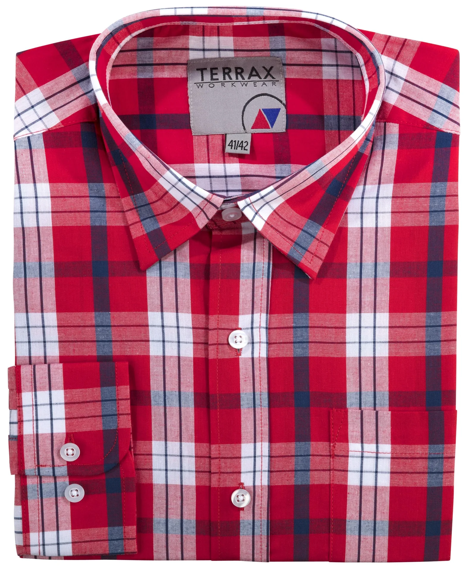 Baumwollhemd, langarm, Farbe rot/kariert, Gr.43/44 - 2