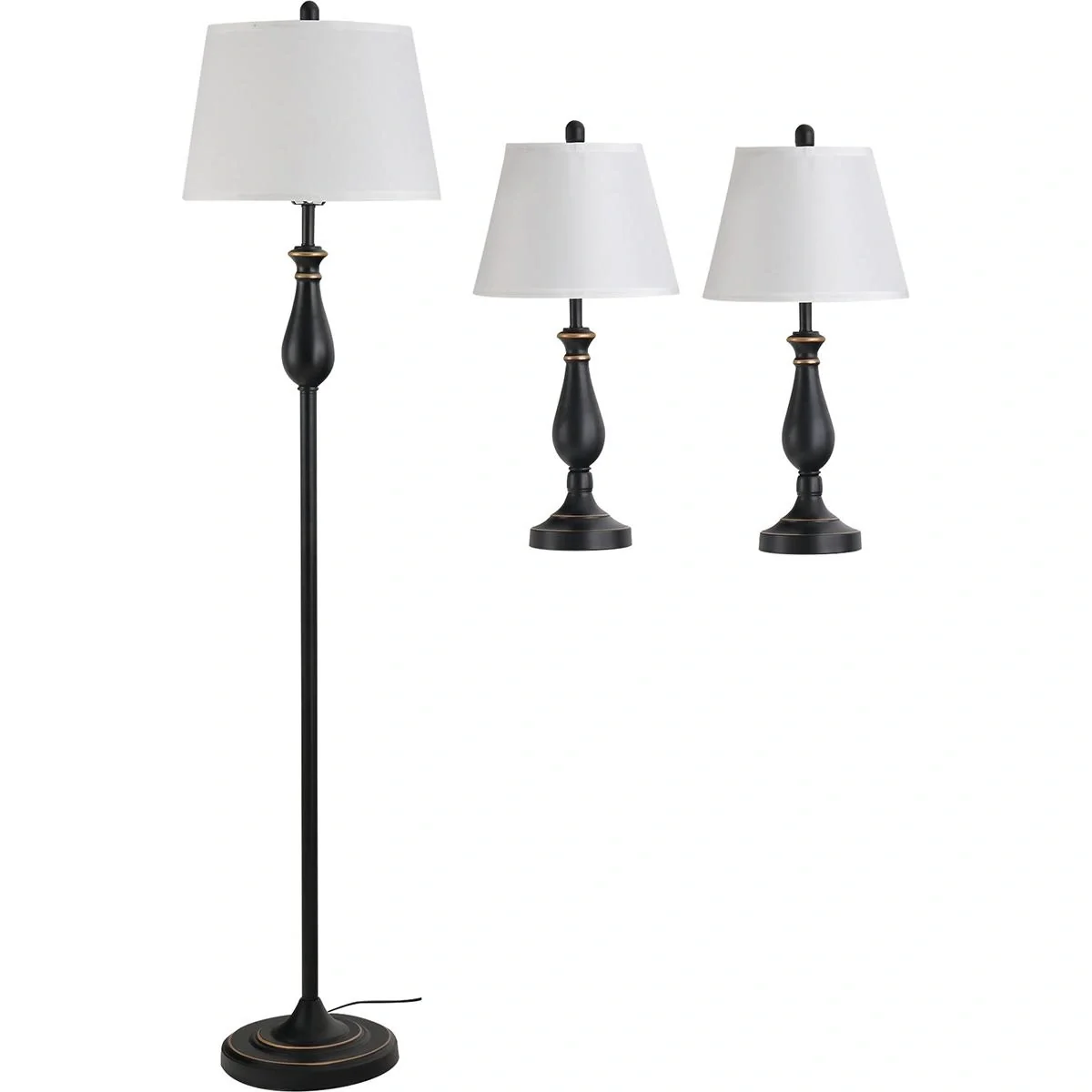 3er- Lampenset 2 Tischlampen + 1 Stehlampe - 1