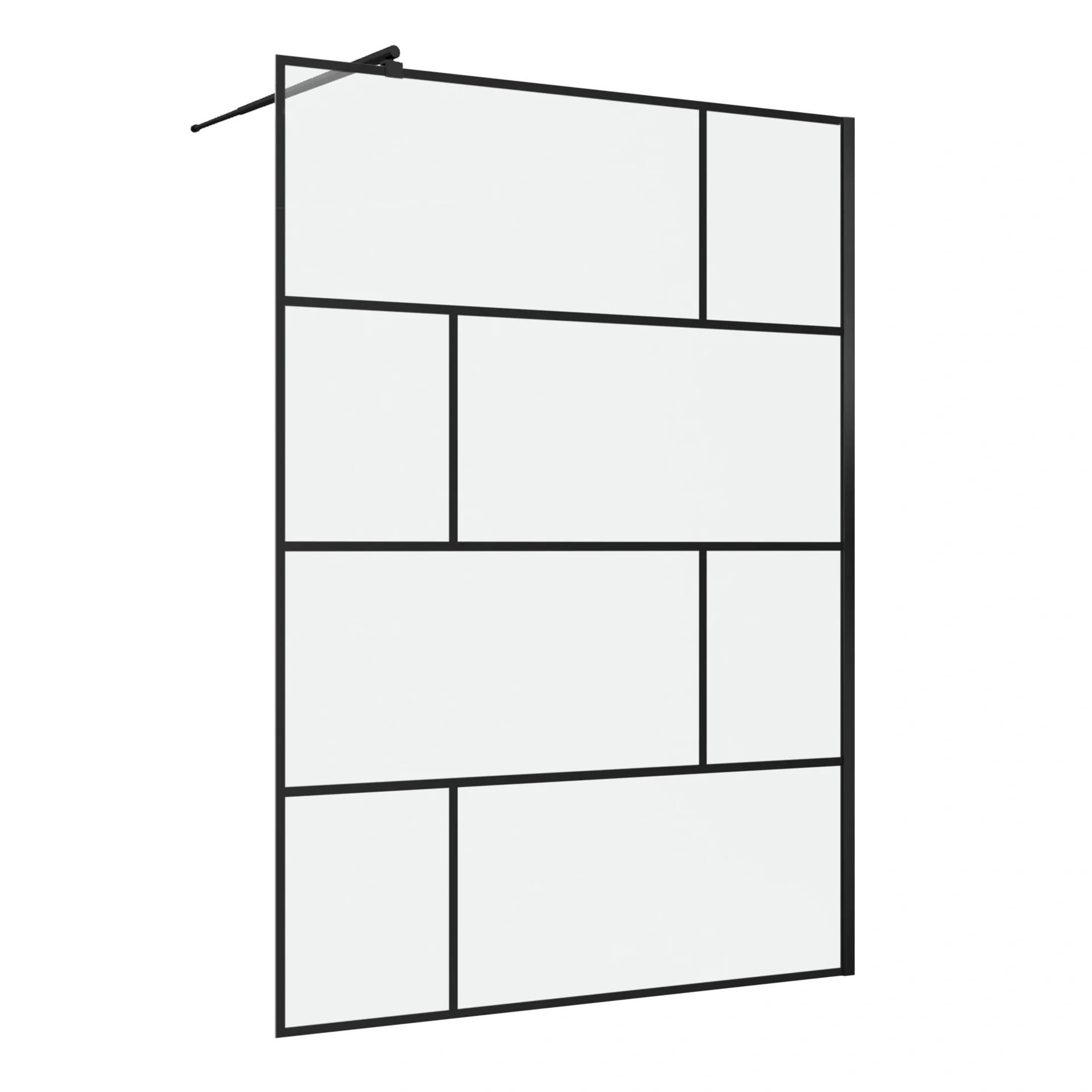 Duschwand in modernem Design 140 x 195 cm - Glasdusche mit matt schwarzen Wandprofil - inklusive Wandhalterung - 2