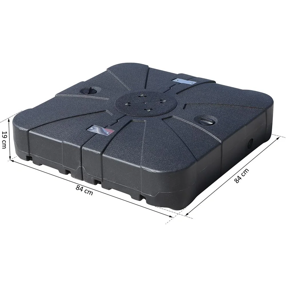 2tlg, Sonnenschirmständer Schirmhalter Schirmfuß befüllbar mit Sand Wasser bis zu 125 kg Schwarz 84 x 84 x 19 cm - 9