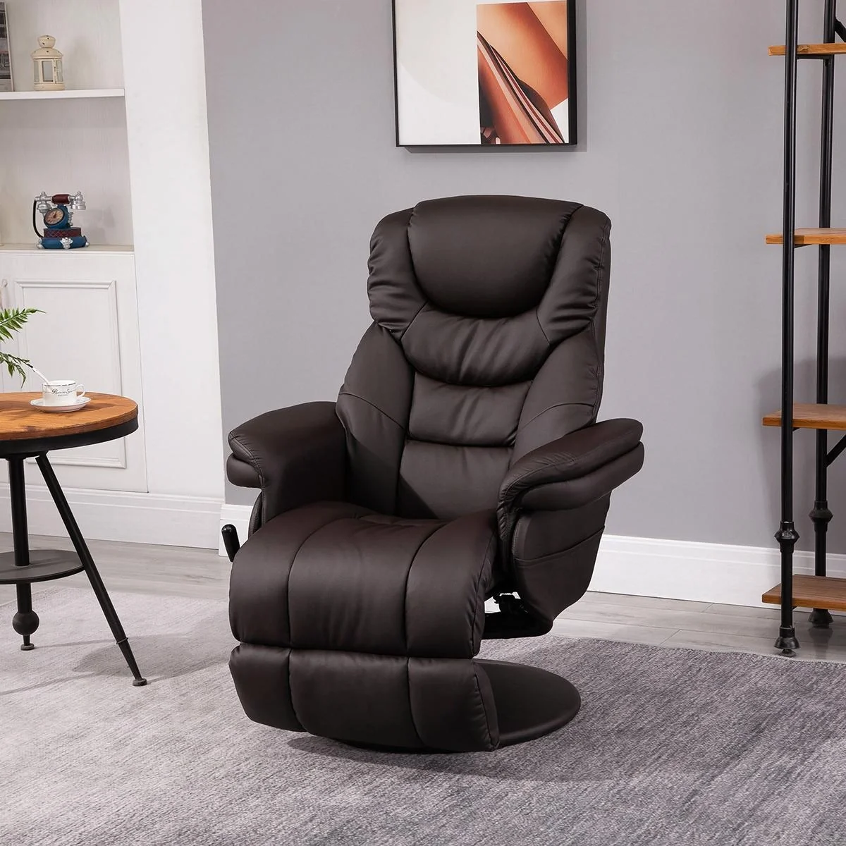 Relaxsessel, Fernsehsessel, Einzelsofa 135 °Neigung, Stahl+PU+Schaumstoff+Kunststoff, Braun, 79 x 81 x 107 cm - 5