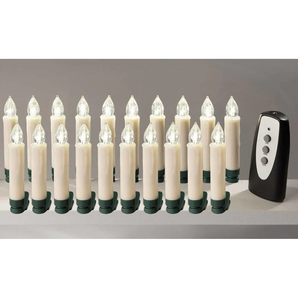 Draadloze LED kerstboom kaarsen kerstverlichting warm wit 20 stuks met boomklemmen - 4