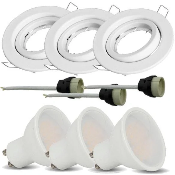 VT-3333 3-teiliger Einbaustrahlersatz - 5W - 400 Lm - 3000K - Weiß - 4