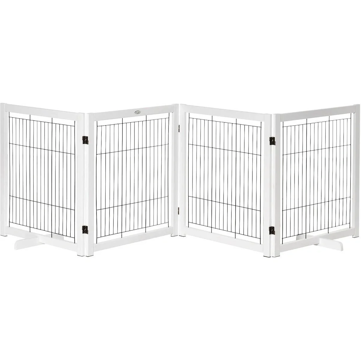 Türschutzgitter Holz Absperrgitter für Hunde Schutzgitter Hundegitter Sicherheitstür Bidirektionales Falten Stahl Weiß 3 - 5