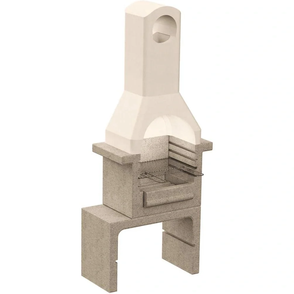 Holzkohlegrill mit Schornstein aus Beton - 3