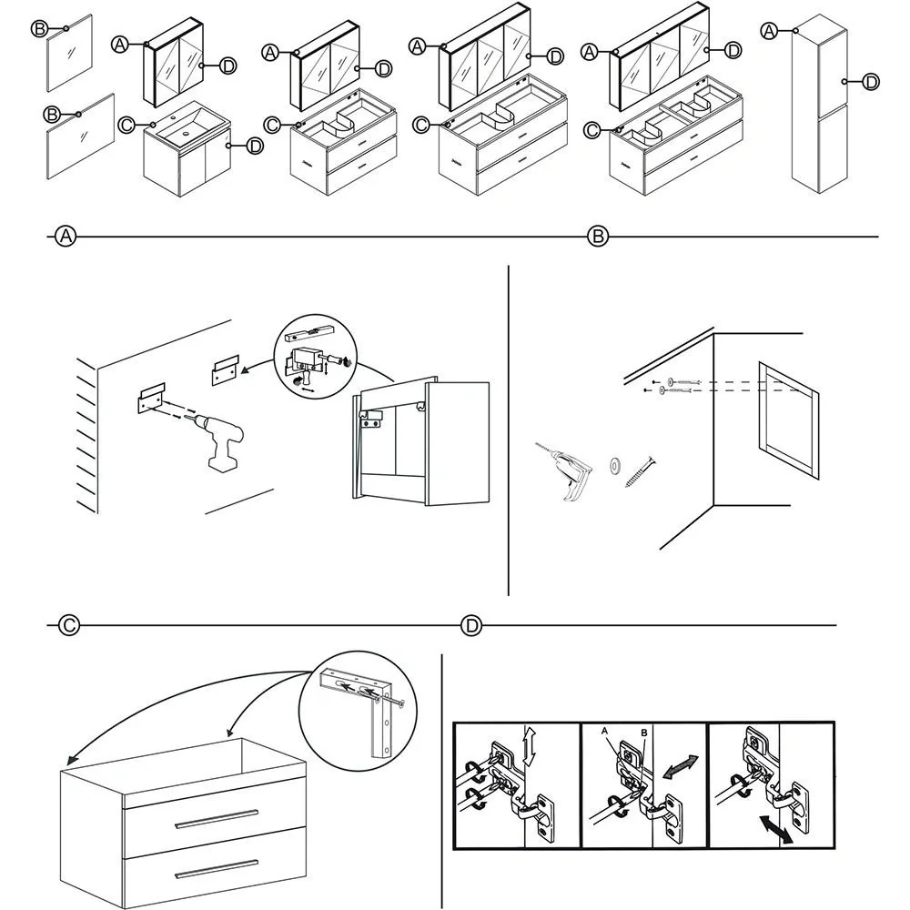 Concept Bade Hoher Schrank links Weiss fsc - 3