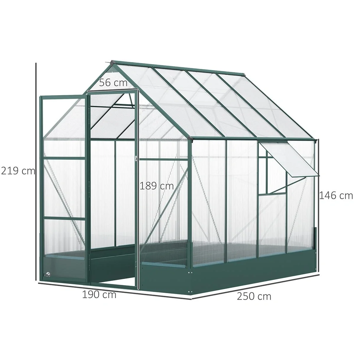 Gewächshaus für den Garten, vielseitig nutzbar als Treibhaus, Tomatenhaus, Frühbeet und Pflanzenhaus, 4 mm PC Sonnenschu - 5