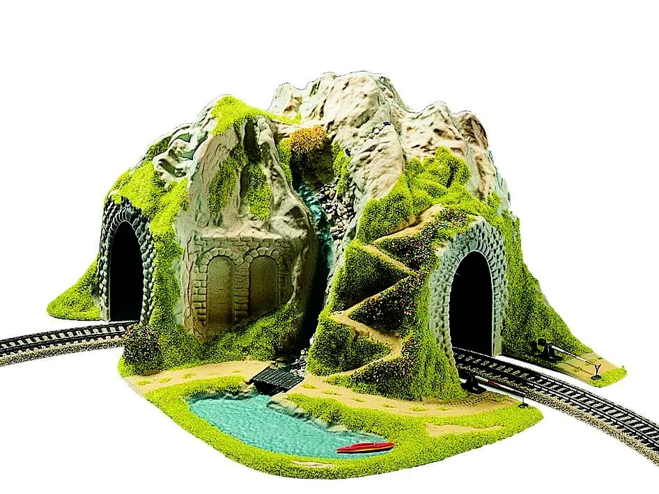 Ecktunnel, 1-gleisig, gebogen, 41 x 37 cm, 22 cm hoch, Durchfahrtshöhe 9,3 cm, Geeignet für R1 oder R2 - 1