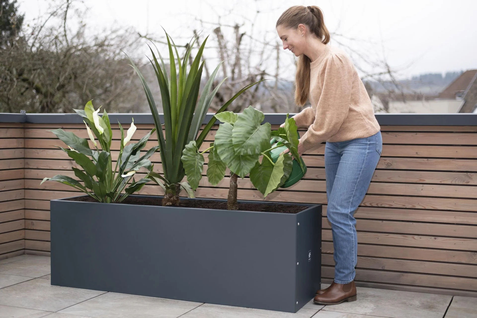 Metall Hochbeet Pflanzkasten 150x50x50 cm Anthrazit - 11