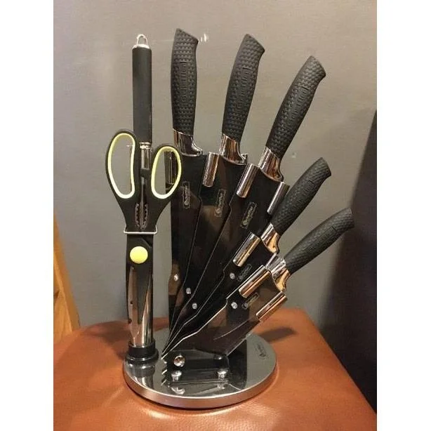 RL-BLK8W - 8-teiliges Messerset mit Antihaftbeschichtung - inkl. Ständer - Schwarz - 3