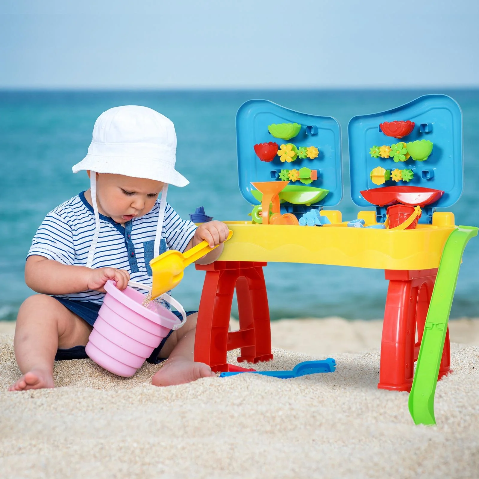 Kinder Sandkastentisch mit 31-tlg, Zubehör - 9