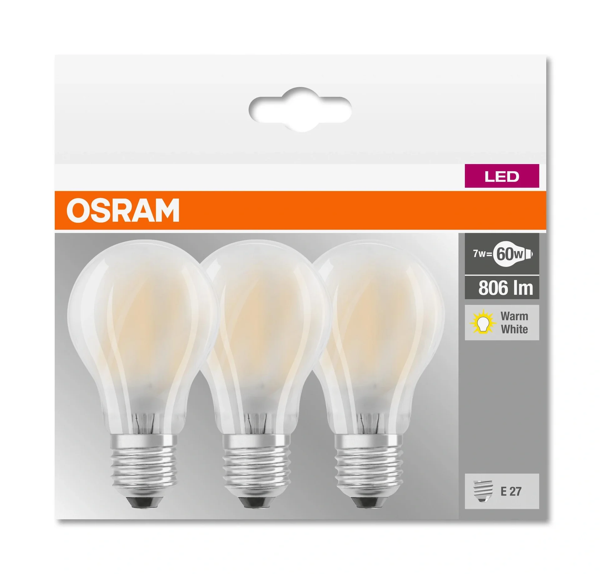 BASE RETRO LED Lampe mit 7 Watt, E27, warmweiß, matt - 3 Stück - 4