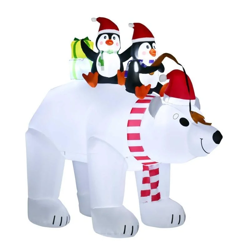 Aufblasbare Pinguine auf Eisbär 2,1 m Weihnachtsdekoration - 5