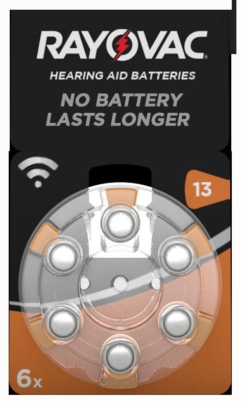 Zink-Luft Hörgeräte Batterie 13 (PR48), orange - 6 Stück - 2