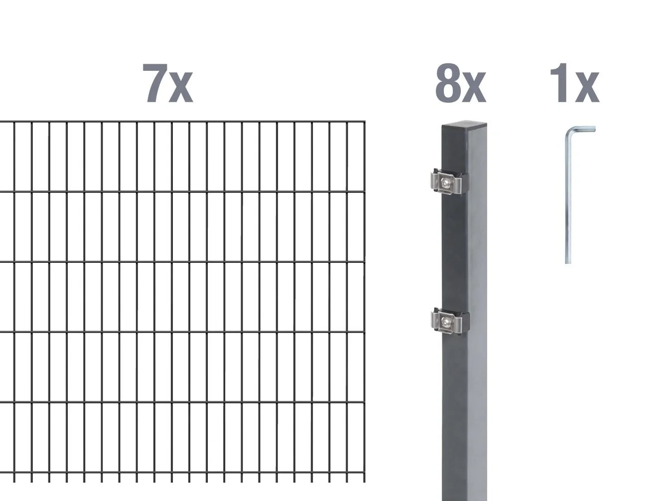 Doppelstabmattenzaun Komplettset, anthrazit, Höhe 140 cm, Länge 14 m - 6