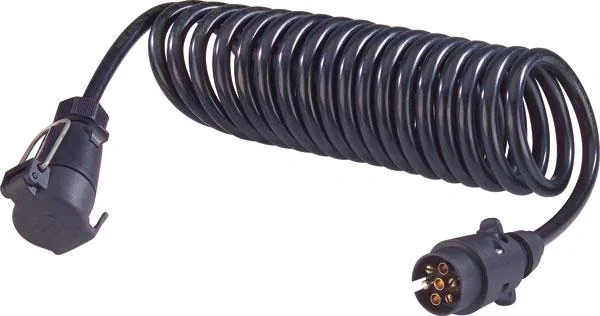 Spiral-Verbindungskabel, 3,5 m mit Stecker und Kupplungsdose - 1