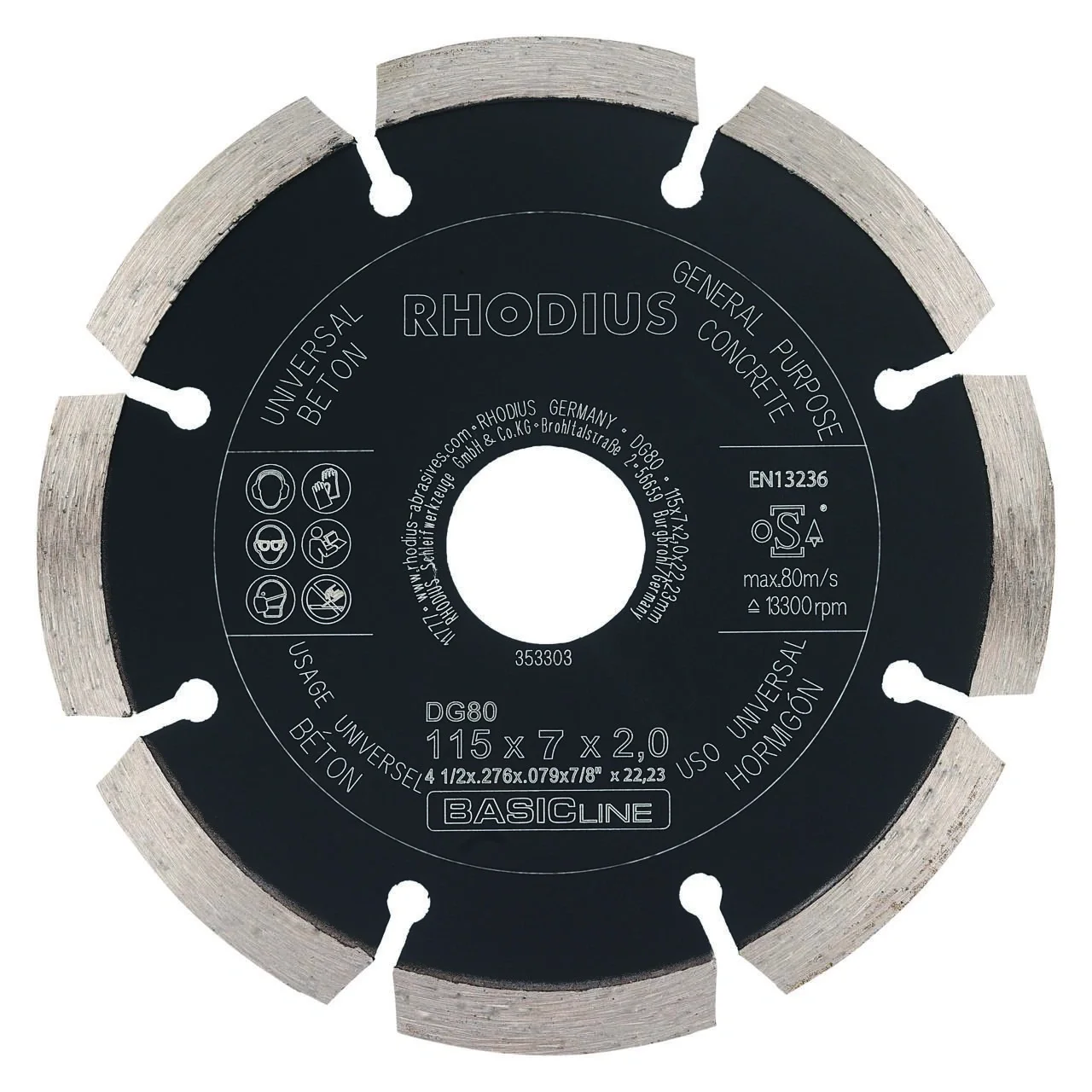 Diamanttrennscheibe Beton DG80 CONCRETE, 115 x 7 x 2 x 22,23 mm - 1