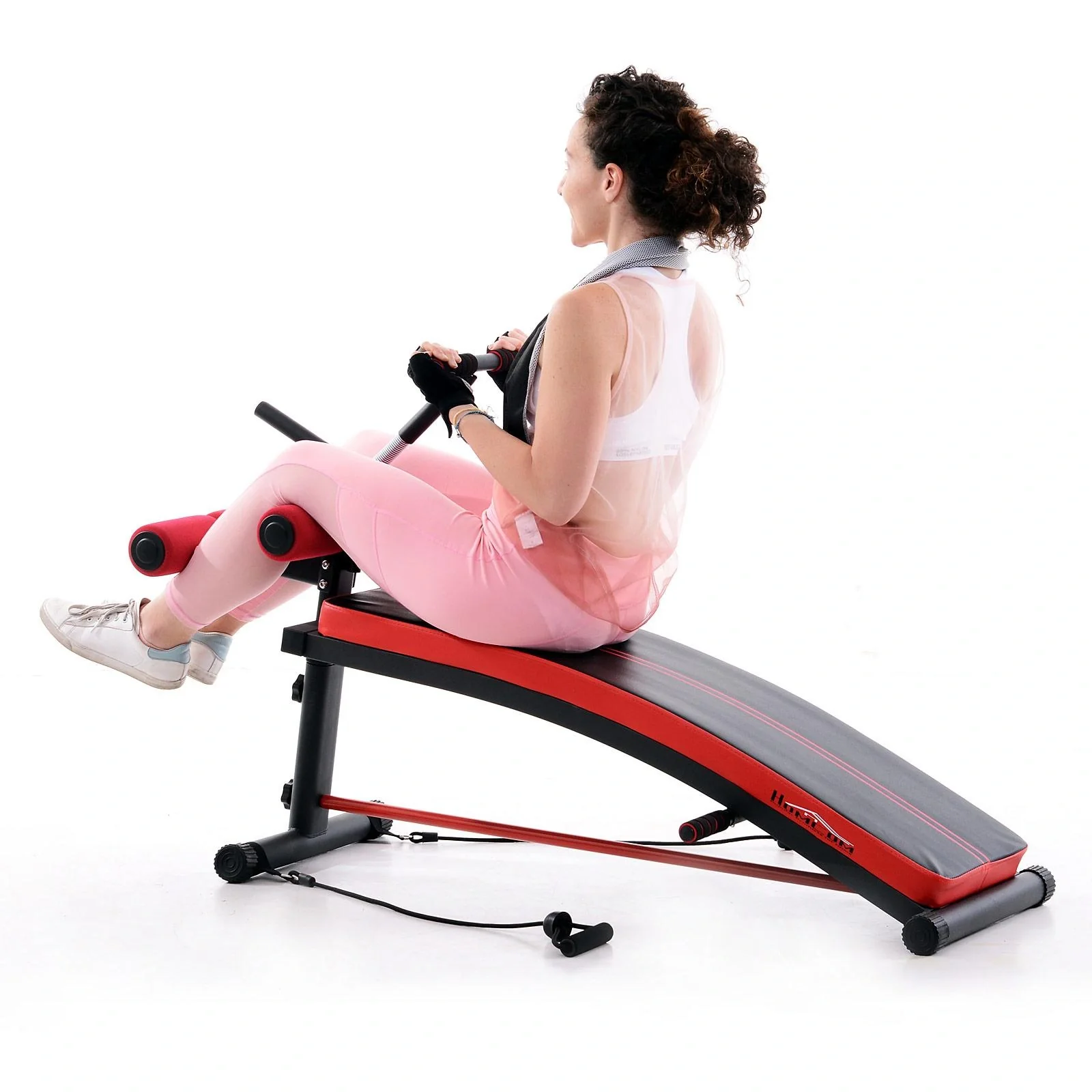 Trainingsbank Sit-Up-Bank Bauchtrainer Schwarz L140 x B73 x H57cm - 1