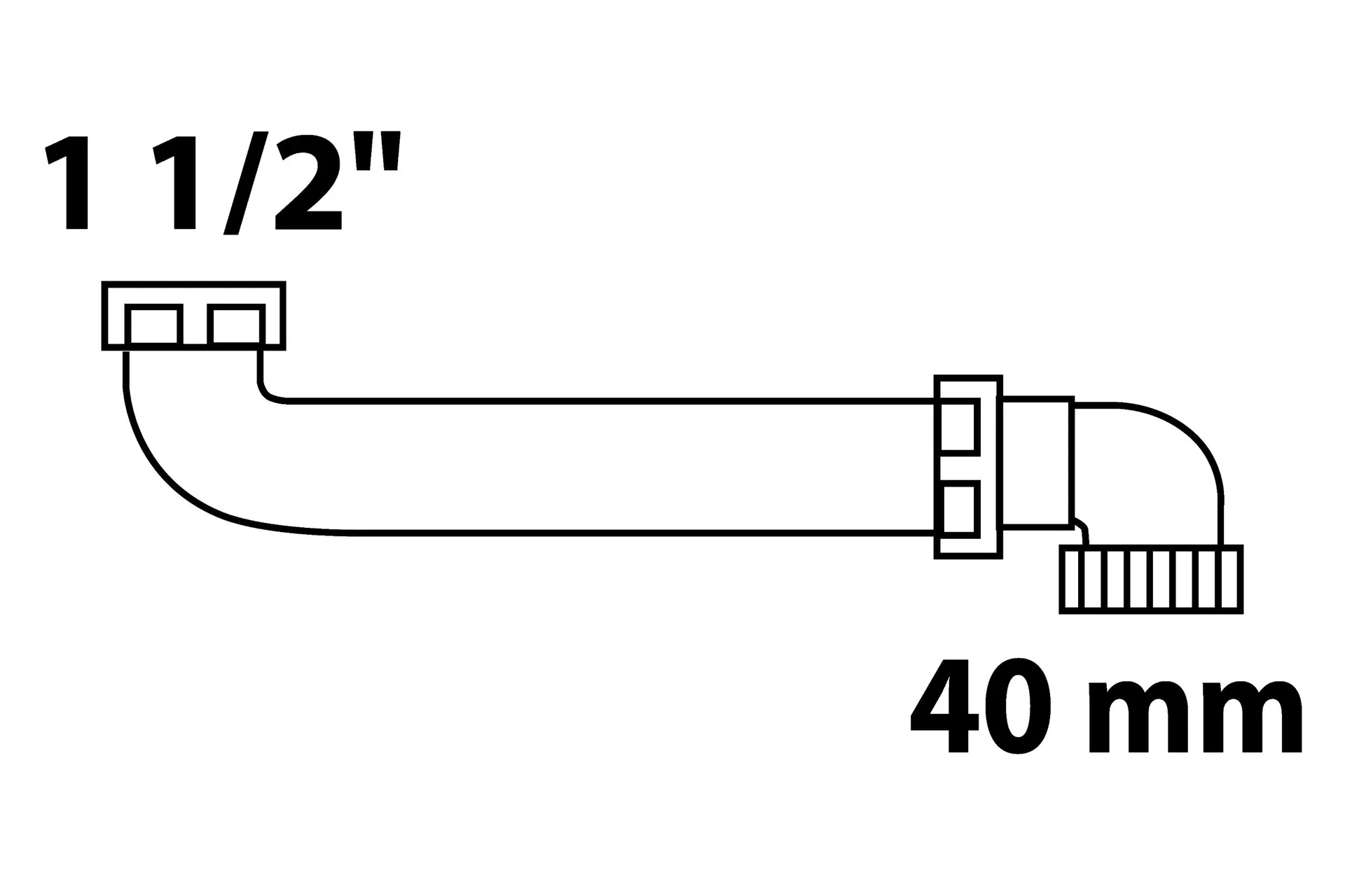 Raumspar- Spültisch- Ablaufbogen, 1 1/2" - 2
