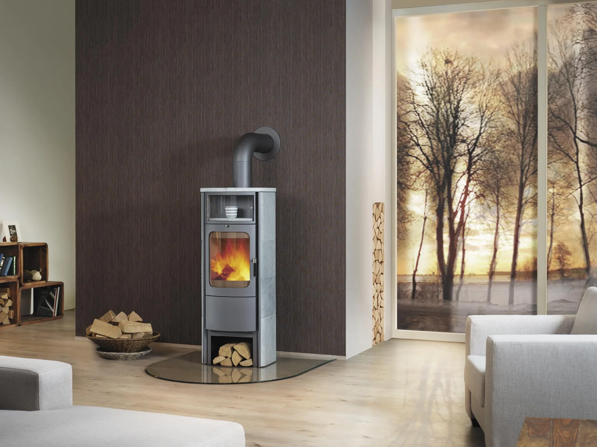 Kaminofen Opera-B Grande(7 kW) creme, Dauerbrand, Automatik - 1