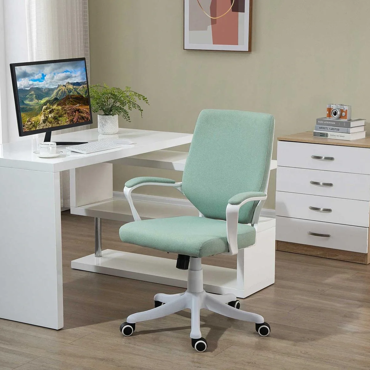 Bürostuhl Schreibtischstuhl Home-Office-Stuhl mit Wippenfunktion Rückenlehne höhenverstellbarer dick gepolstert ergonomi - 1