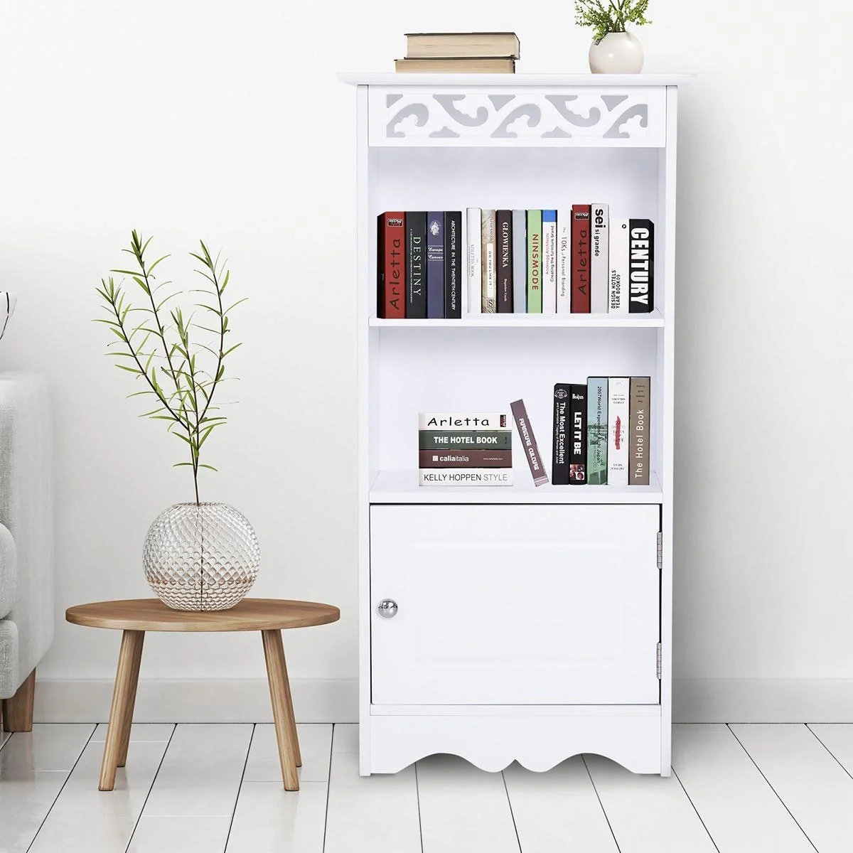 Schrank mit dezenter Verzierung weiß - 10