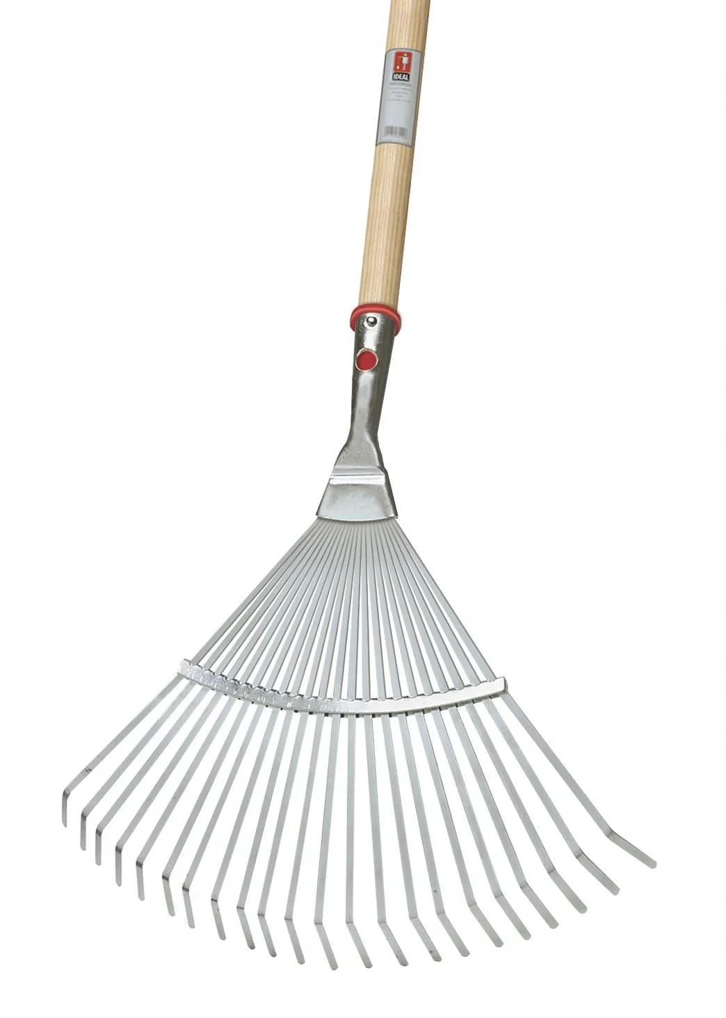 Fächerbesen, 22 Federstahlzinken, konische Dülle, verzinkt, feststehend, Breite 450 mm, Langstiel 130 cm - 1