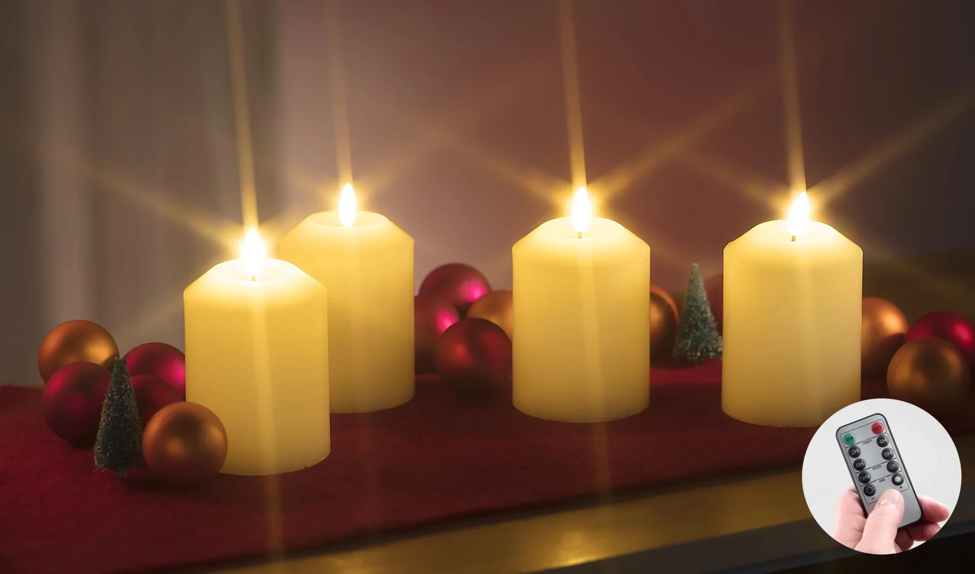 LED 4er-Kerzenset creme - 2