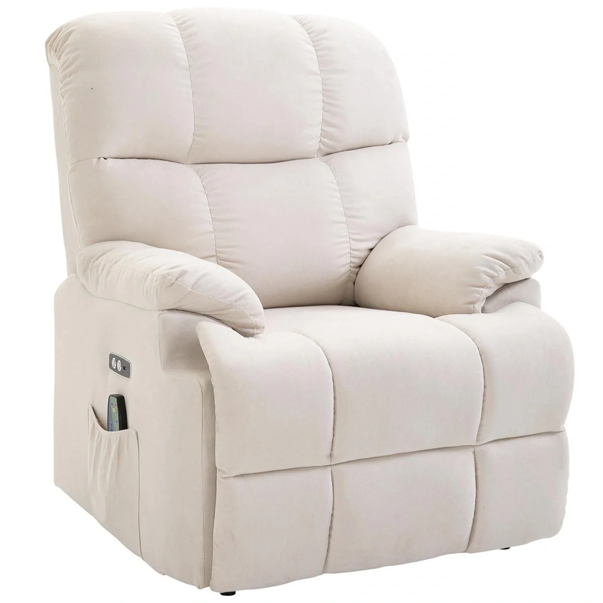 Massagesessel Aufstehhilfe elektrischer Relaxsessel mit Wärmefunktion verstellbarer Winkel USB Fernbedienung Kurzplüsch - 4