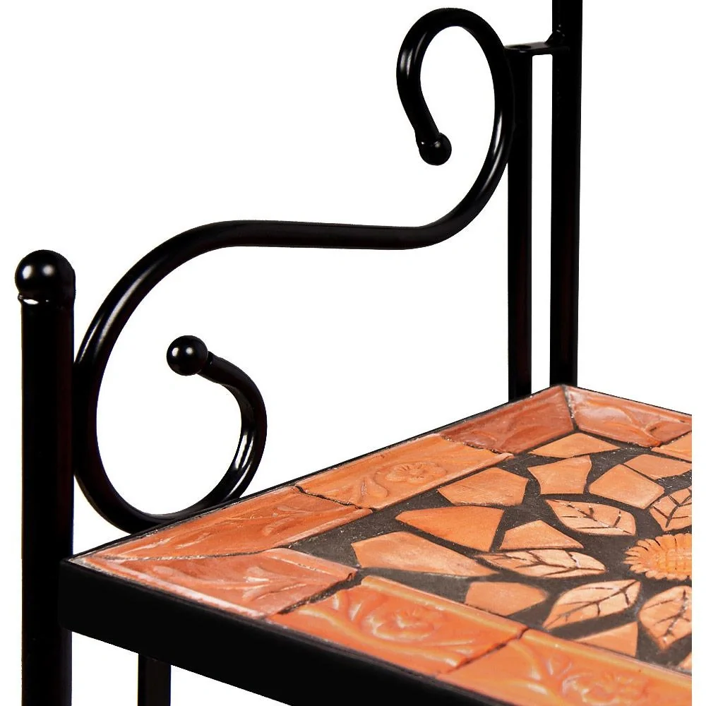 Standtafel Mosaik - 58 x 30 x 115 cm Terrakotta schwarz - 4