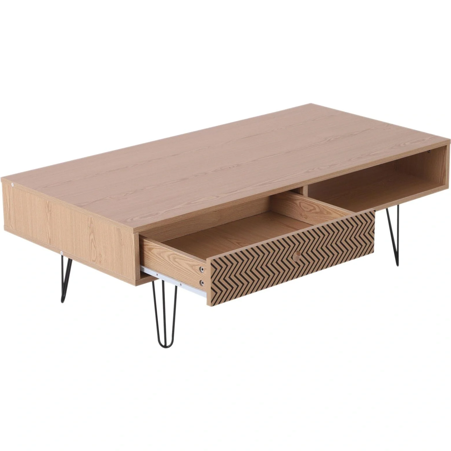Couchtisch Beistelltisch Sofatisch Fernsehtisch Kaffeetisch mit Schublade Holz Eiche 110 x 55 x 35,5 cm - 8