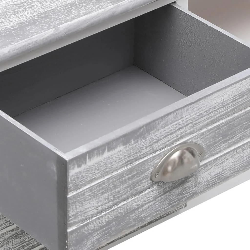 TV-Schrank 115x30x40 cm paulownia Holz weiß und grau - 5