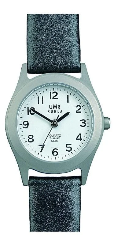 Armbanduhr „Basic 1320-9“, Titan, mit Lederarmband, Silberfarben/ Schwarz - 1