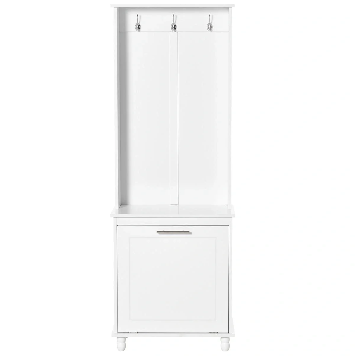 Garderobenständer Kleiderständer mit 3 Haken 4 Einlegeböden Schuhen Taschen Mäntel 2 in 1 Flur Wohnzimmer Weiß 60 x 35 x - 4