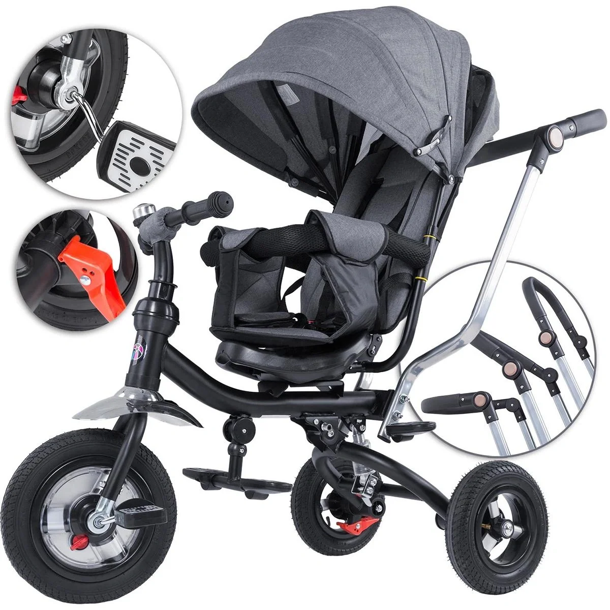 Kinder Multifunktions-Babytrage + 3 in 1 Fahrrad - Trike - Grau - 10