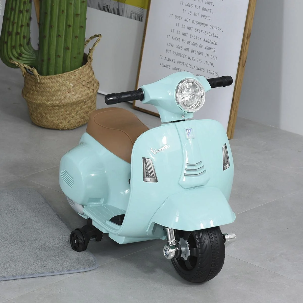 VESPA Elektromotorrad Kindermotorrad Elektrofahrzeug 18-36 Monate 3 km/h LED-Licht Sound PP-kunststoff Metall Grün - 4