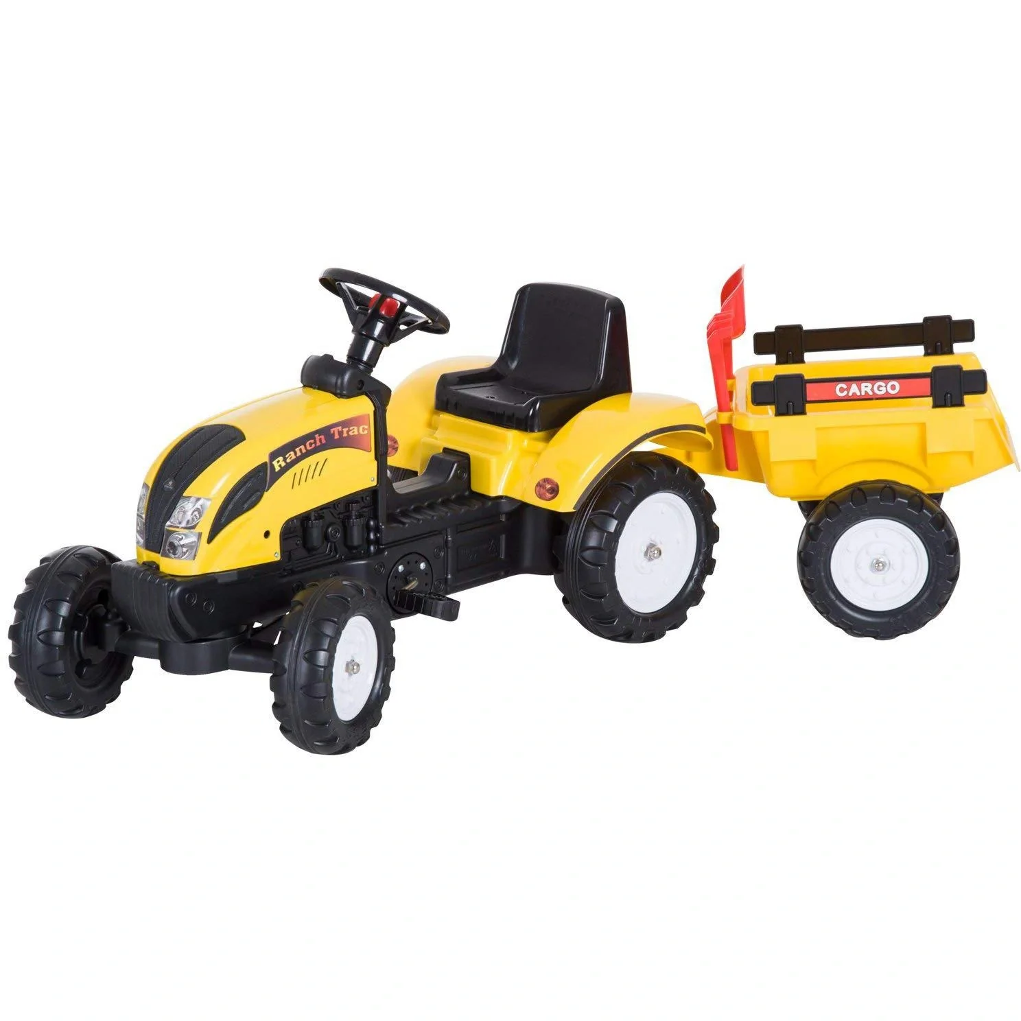 Tretauto Traktor mit Anhänger ab 3 Jahre Gelb - 6