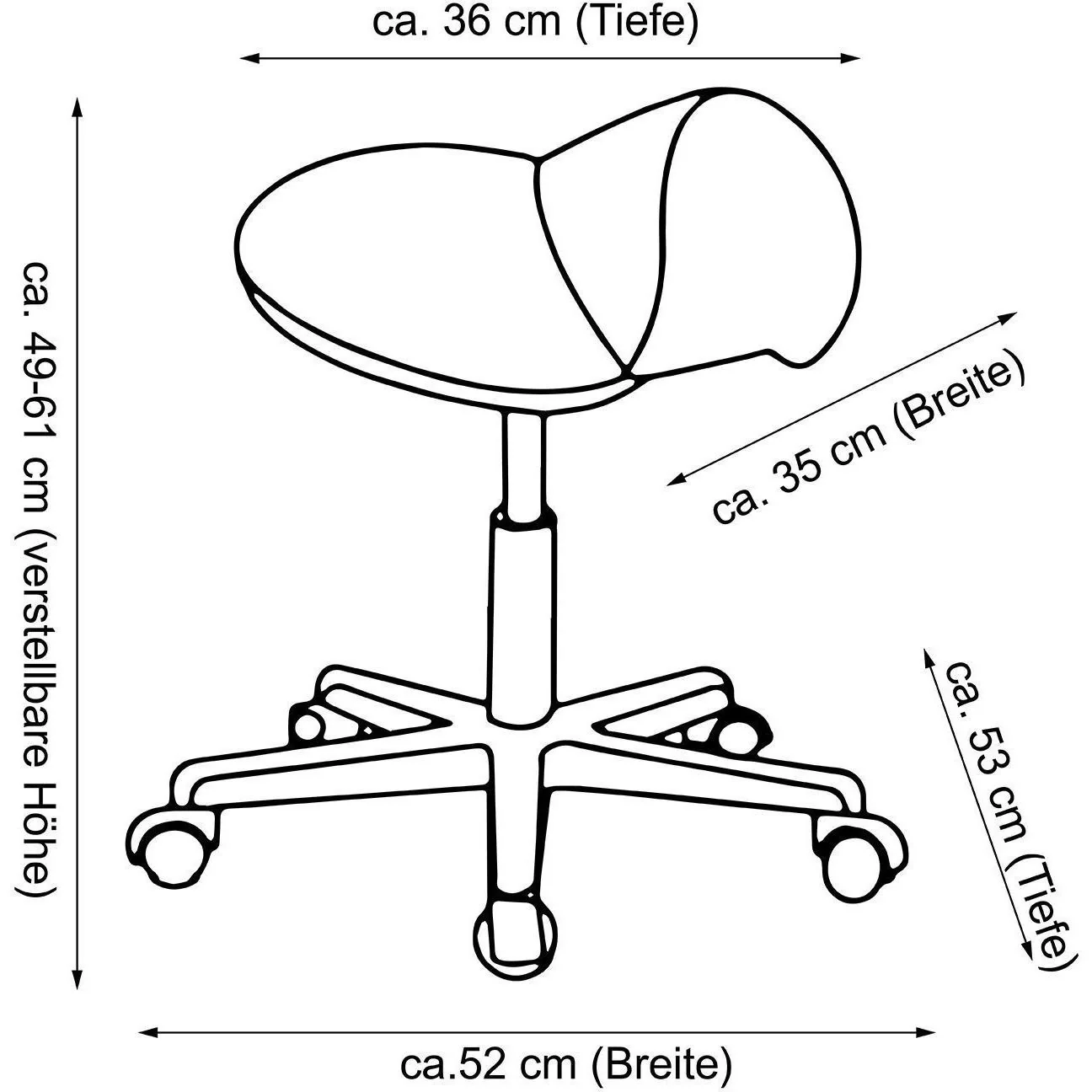 Sattelhocker - Rollhocker gepolstert höhenverstellbar beige - 7