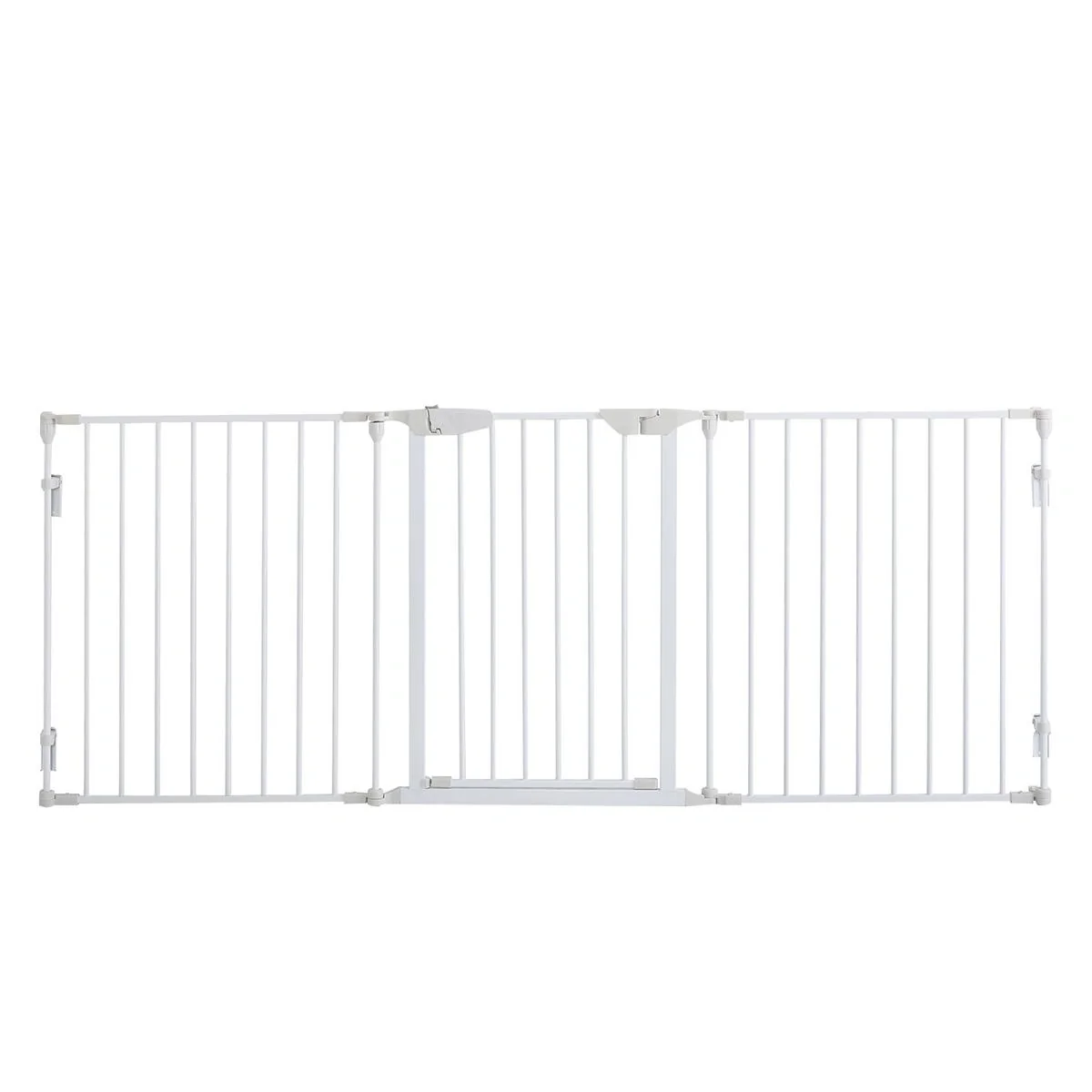 Absperrgitter für Hunde Schutzgitter Hundegitter Türschutzgitter 3 Elemente inkl. Sicherheitstür Metall Kunststoff Weiß - 4