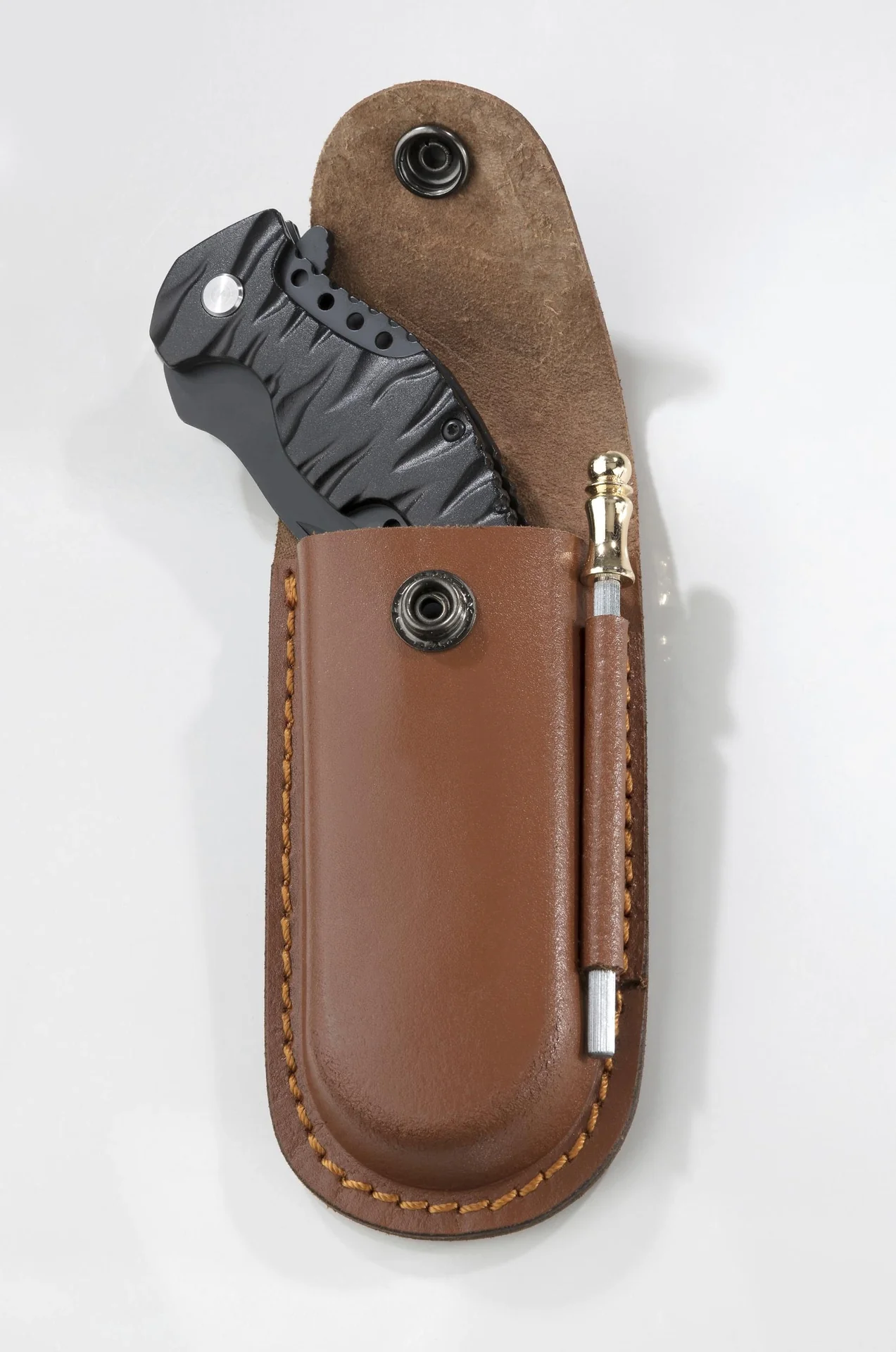 Messertasche aus Leder mit Wetzstahl - 3