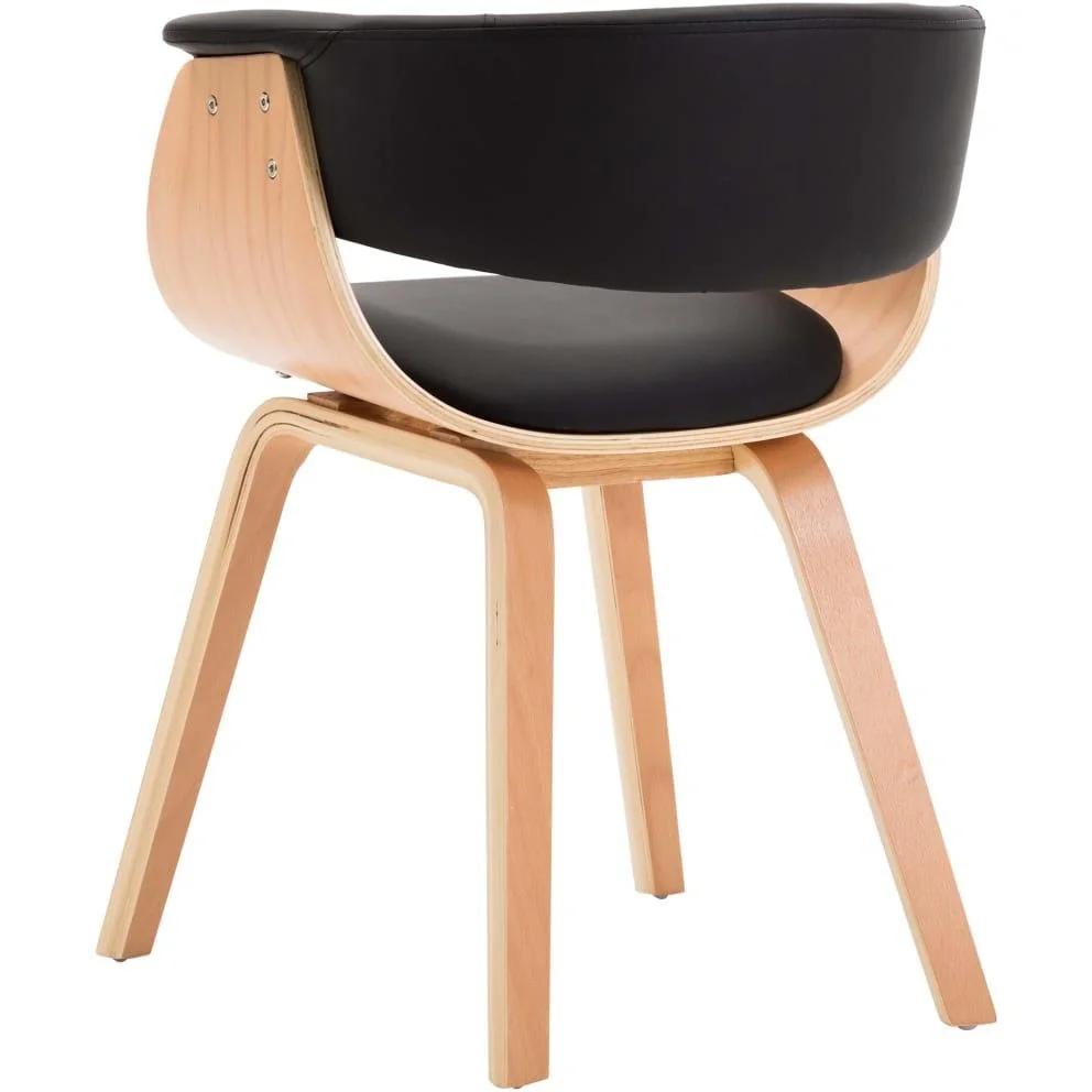 Esszimmerstuhl gebogenes Holz und Kunstleder schwarz - 6