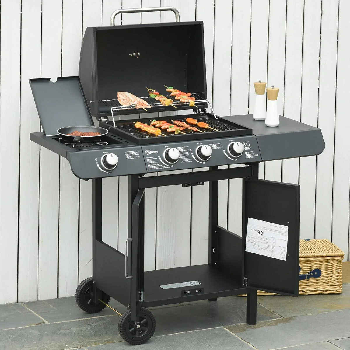 Grillwagen mit 4 Brennern schwarz - 10
