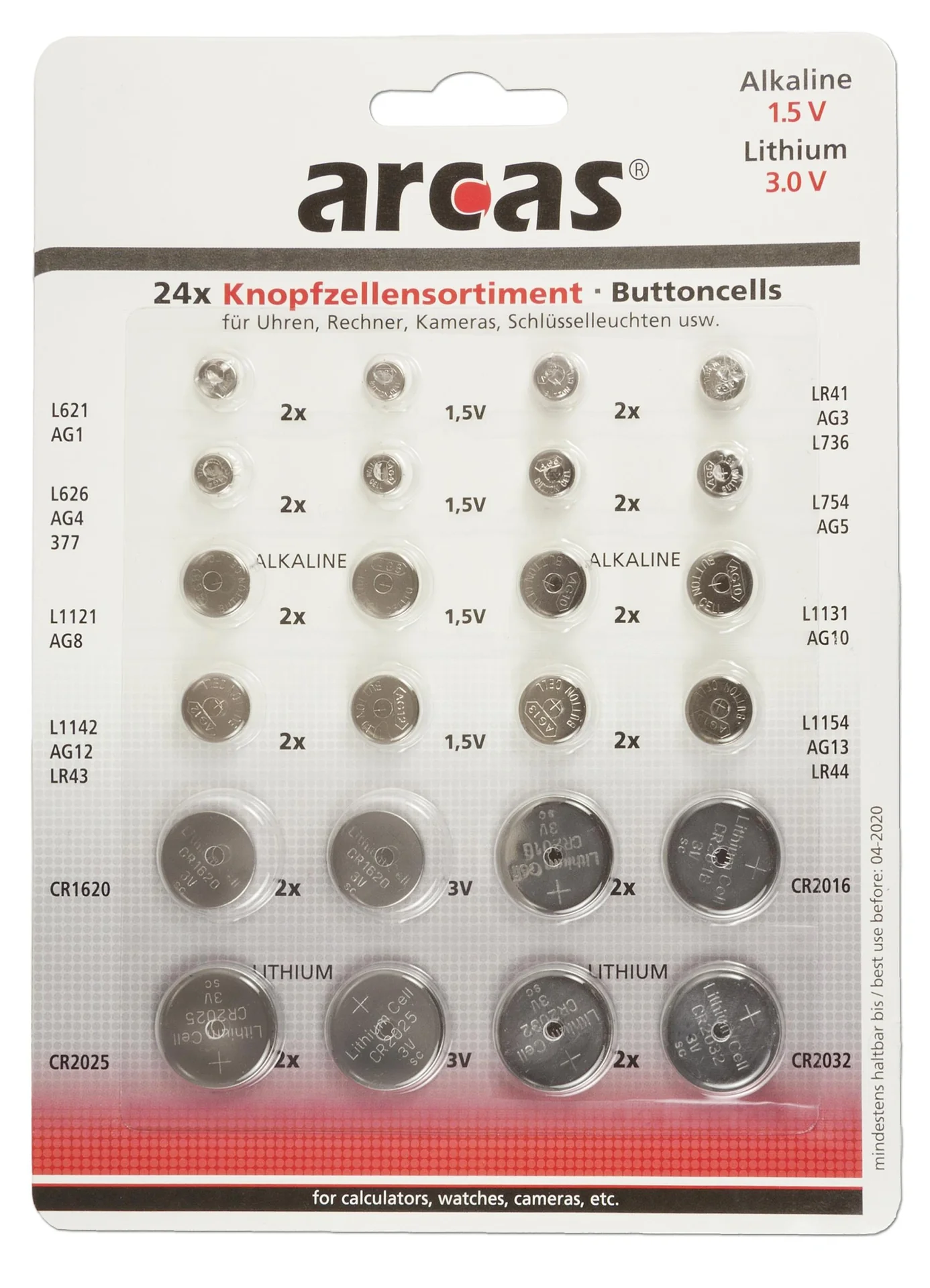 Alkaline und Lithium Knopfzellen Set - 24-teilig - 2