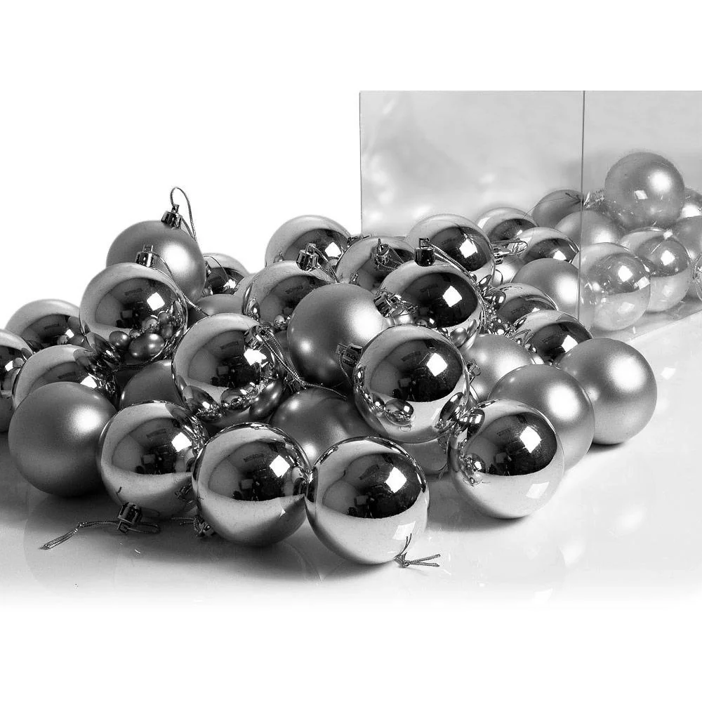 Weihnachtskugeln - Christbaumschmuck - silber 54 Stk. - 2