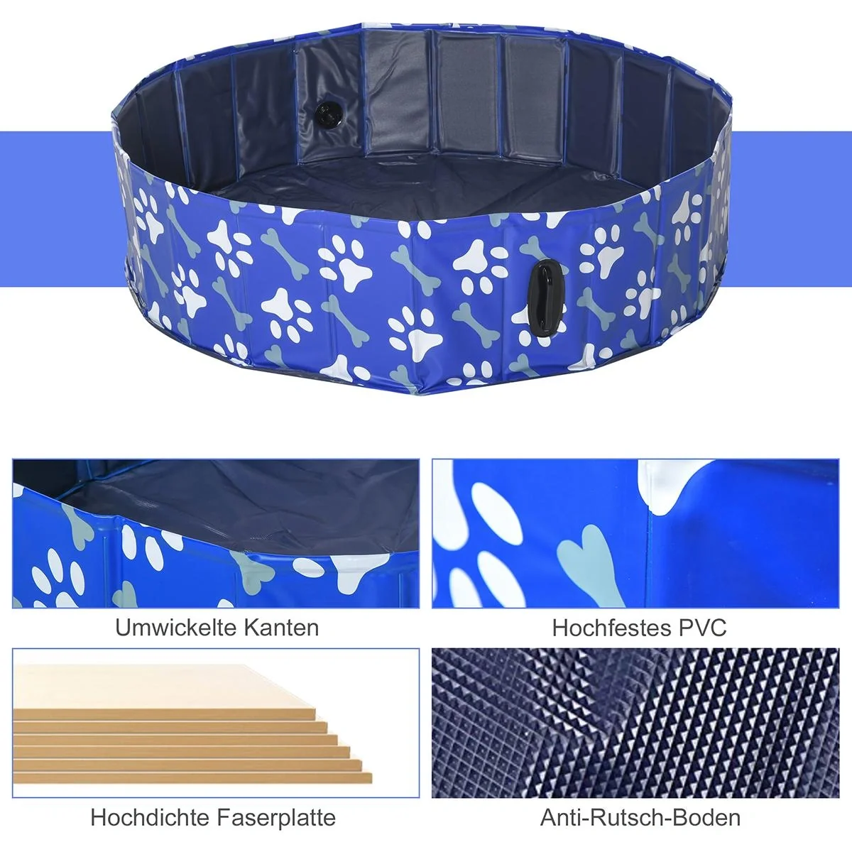 Hundepool mit Wasserablassventil blau - 1