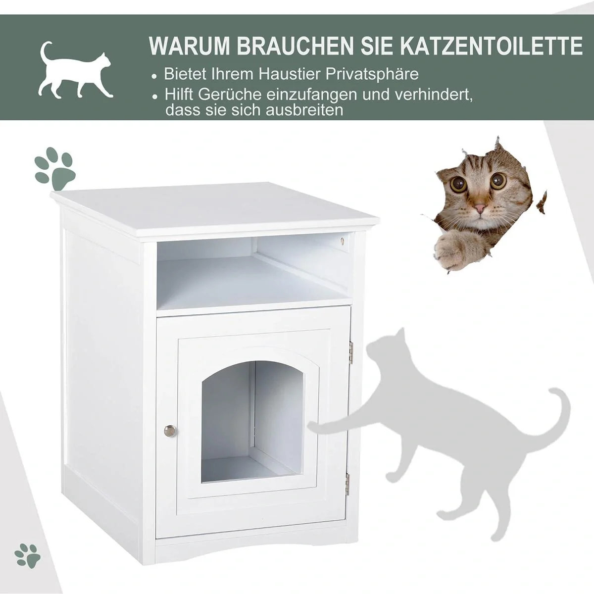 3in1 Toilettenschrank für Katzen weiß - 10