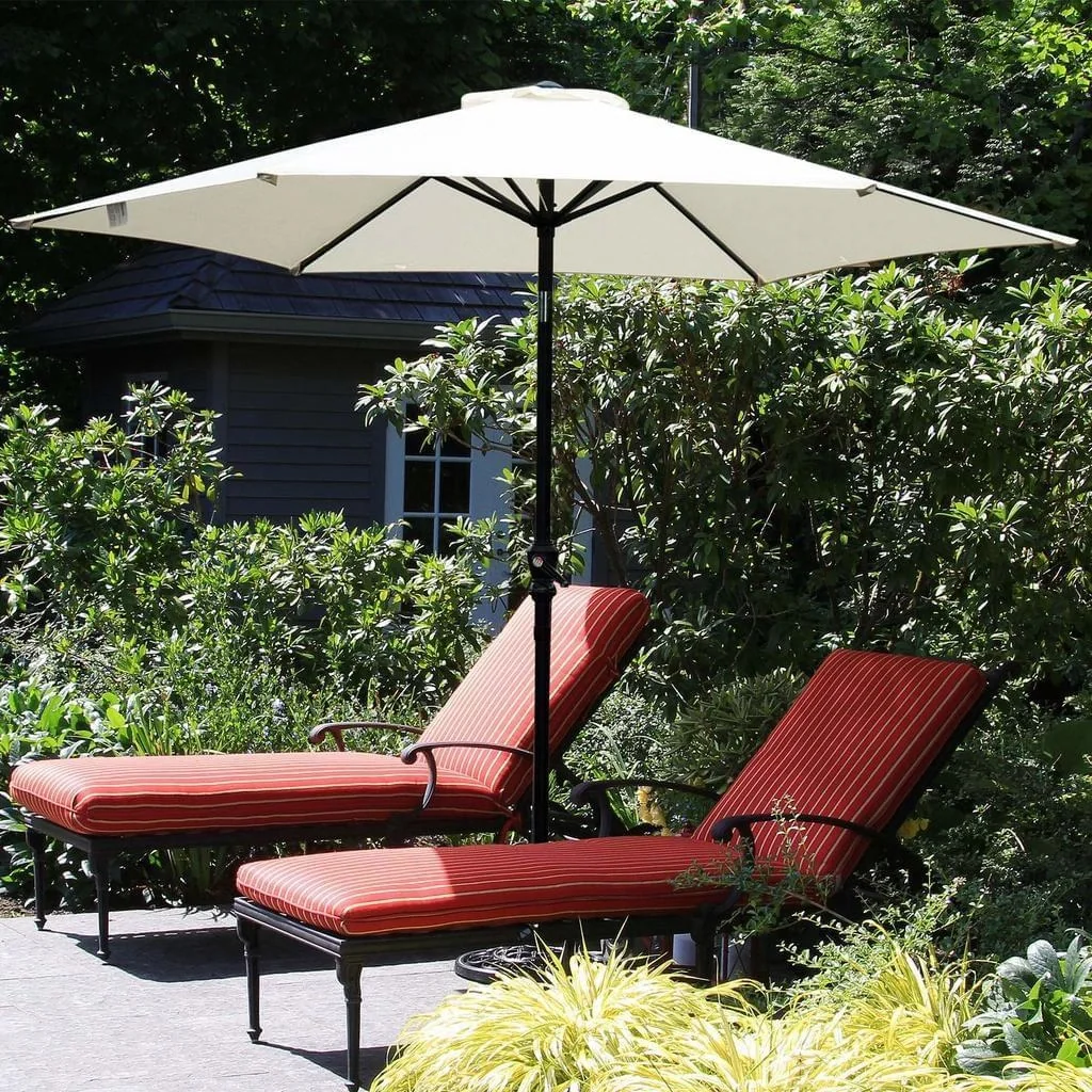 Knickschirm Sonnenschirm Gartenschirm mit Handkurbel Alu 180/? Polyester Cremeweiß Ø2,7 x 2,35 m - 3