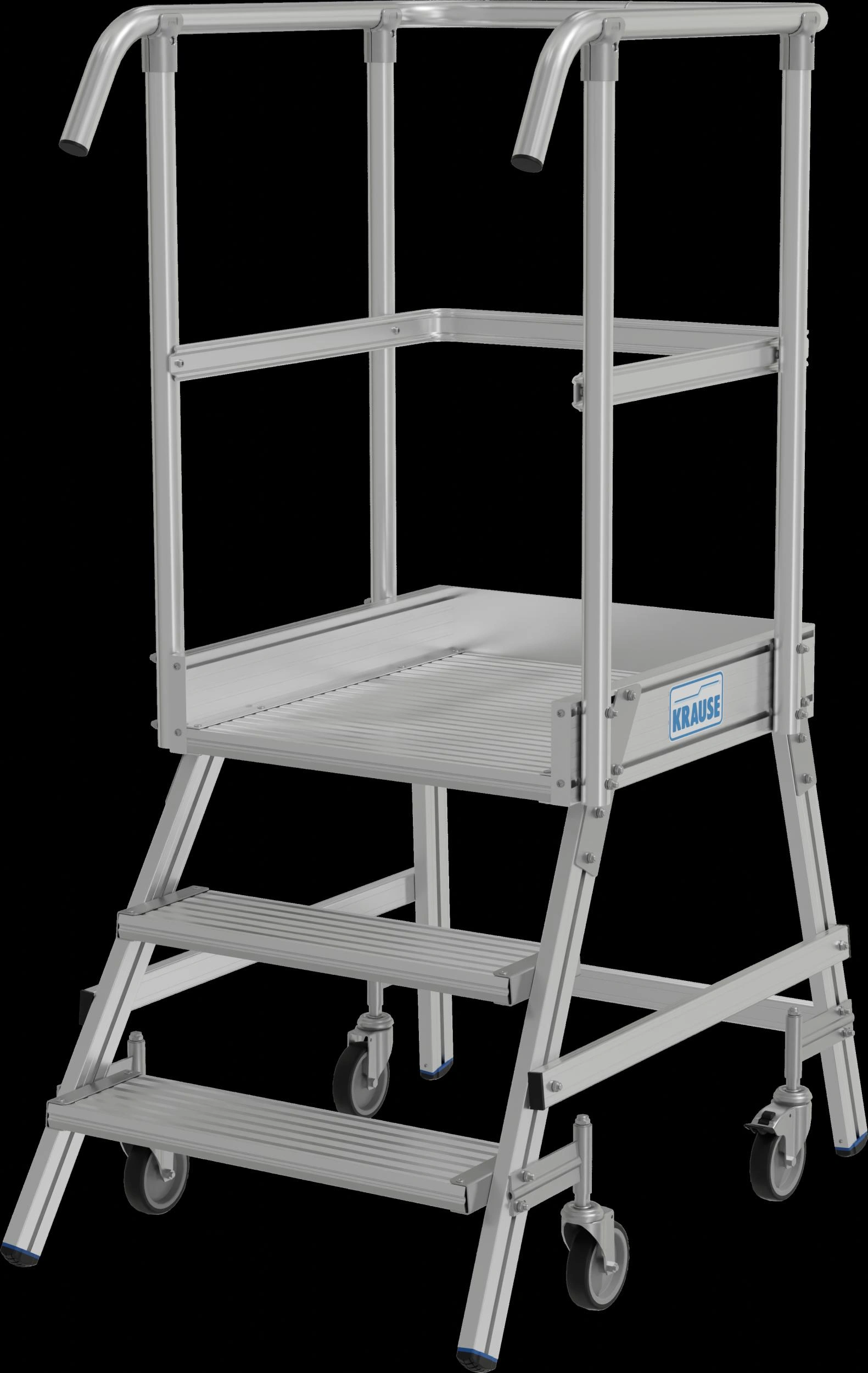 Podestleiter 3 Stufen Alu Einseitig, fahrbar - 4